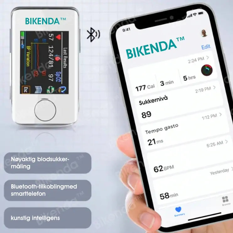 Bikenda™ Avansert Ikke-Invasiv Blodsukkermåler – 99,9 % Nøyaktighet + Eksklusiv Gave! Stolt Brukt av Ledende Sykehus Verdensomspennende
