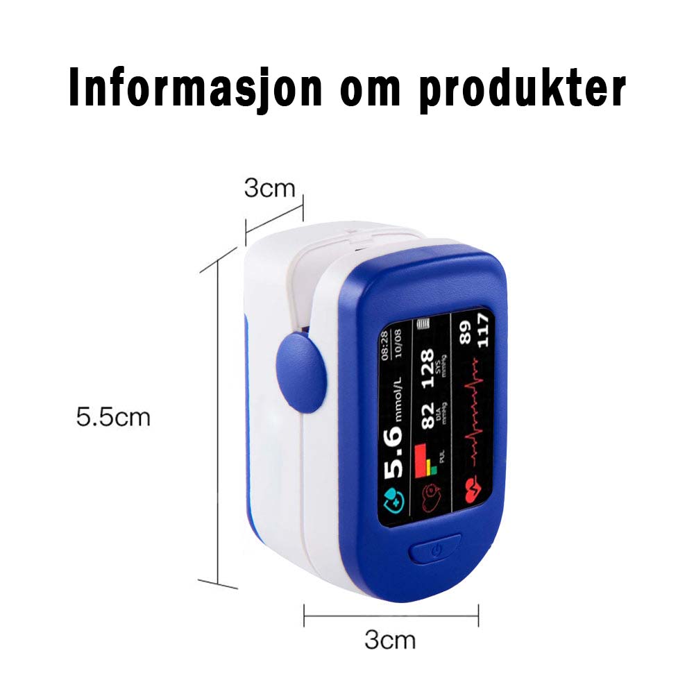 HERMSA Høypresisjons Multi-Use Ikke-Invasiv Medisinsk Enhet (For Blodsukker, Blodoksygen og Blodtrykksmåling) [99,9% Nøyaktighet]