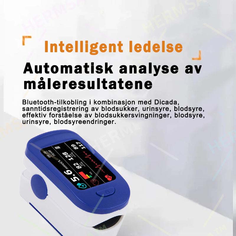 HERMSA Høypresisjons Multi-Use Ikke-Invasiv Medisinsk Enhet (For Blodsukker, Blodoksygen og Blodtrykksmåling) [99,9% Nøyaktighet]