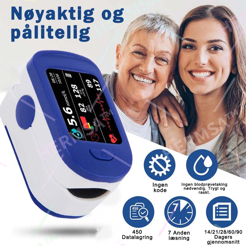HERMSA Høypresisjons Multi-Use Ikke-Invasiv Medisinsk Enhet (For Blodsukker, Blodoksygen og Blodtrykksmåling) [99,9% Nøyaktighet]