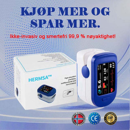 HERMSA Høypresisjons Multi-Use Ikke-Invasiv Medisinsk Enhet (For Blodsukker, Blodoksygen og Blodtrykksmåling) [99,9% Nøyaktighet]
