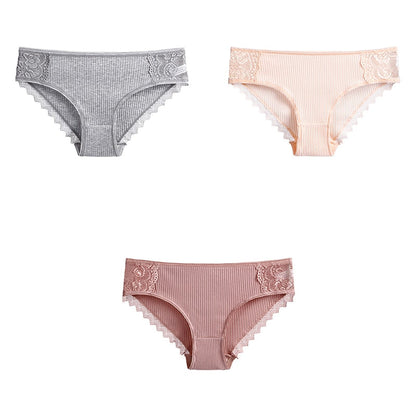 3 Pcs Cotton Women&#39;s Panties Lace Underwear High Quality Soft Breathable Female Briefs Underwear For Woman Lingerie New BANNIROU