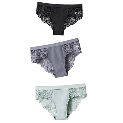 3 Pcs Cotton Panties Sexy Panty Briefs Lace Panties Women Underwear Lingerie Panties for Female Ladies Floral Pantys Underpants